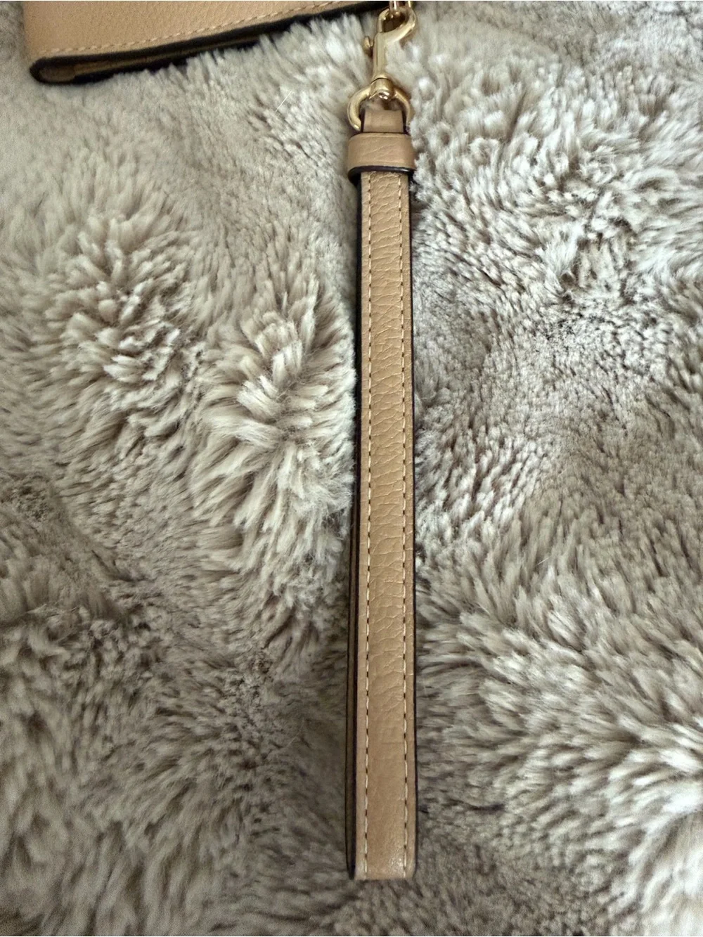 Coach Pebbled Leather Wristlet in Light Beige with Gold Hardware